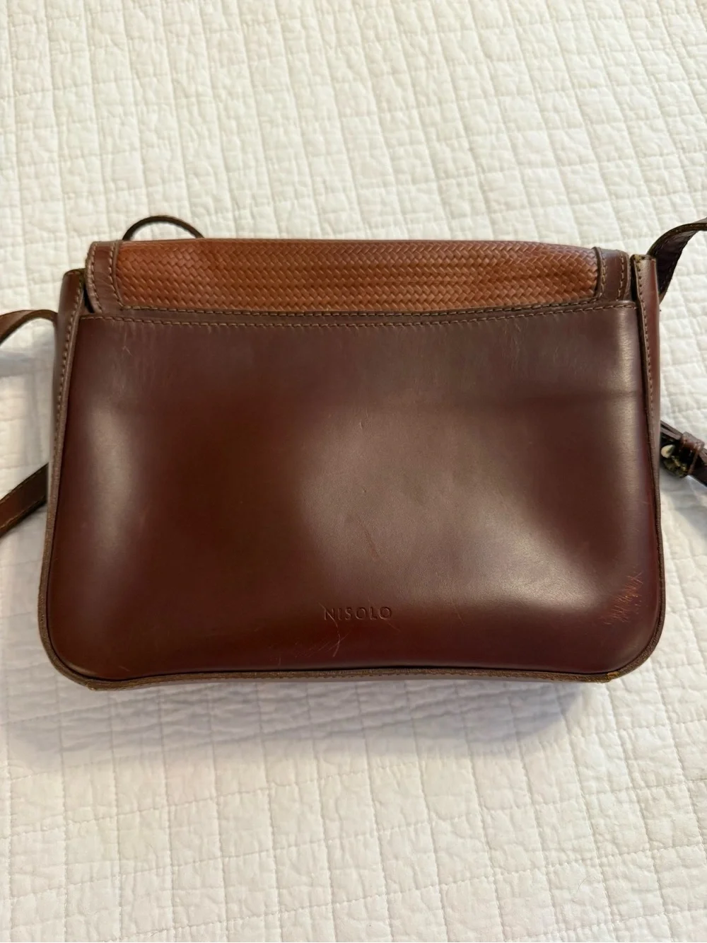 Nisolo Brown Woven Leather Crossbody Purse
